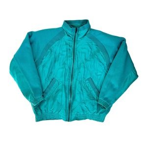 80's/90's Retro VTG Turquoise Teal Lightweight Silk Bomber Jacket PM